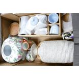 A mixed collection of oriental items to include: boxed saki set, oriental ribbed vase,