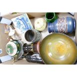 A mixed collection of items to include: studio pottery vase, series ware fruit bowl,
