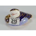 Boxed Royal Crown Derby Paperweight Duck: gold stopper