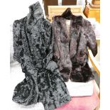 Ladies fur jackets: approx size 10 together with similar coat (2)