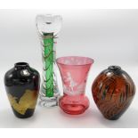 A collection of Art Glass Vases: two signed pieces noted,