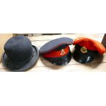 Two Military Police Hats and a Bowler Hat(3):