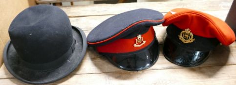 Two Military Police Hats and a Bowler Hat(3):