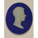 Wedgwood dark blue dipped Jasper portrait medallion of Henry Peter: First Baron of Brougham & Vaux