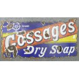 Early 20th century enamel advertising sign Gossages Dry Soap: 59 x 29cm.