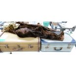 A mixed collection of items to include: inter fitting suitcases, Canvas travelling trunk,