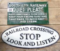 Two Cast Iron Vintage Railway Signs