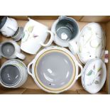 A collection of Denby dinner ware: to include tureen, water jugs,