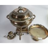 Silver Plated items including large tea Urn/ height 35cm and comport etc .