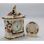 Masons blue mandalay patterned Mantle Clock: together with similar picture frame(2)