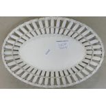 Creamware oval basket work dish: marked Criel, length 27cm.
