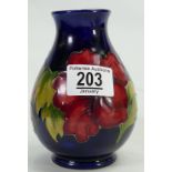 Moorcroft Hibiscus on Blue Ground Vase: height 13cm