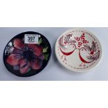 Moorcroft Coasters: one decorated in a floral design and the other with Christmas Robins (2)