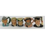 Royal Doulton Small Character Jugs: St George D6621, Buzz Fuzz, Falstaff D6385,