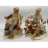 Capodimonte figures of Tramps: damage noted,