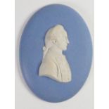 Wedgwood solid pale blue Jasper portrait medallion of Captain James Cook: To commemorate Teeside