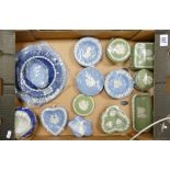 A collection of Wedgwood Jasper Ware items to include: pin trays, ash trays,