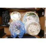 A mixed collection of item to include: decorative wall plates,