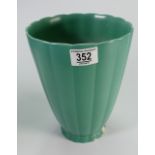 Wedgwood Keith Murray green ribbed vase: height 23cm.