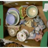 A mixed collection of items to include: Wedgwood Clio patterned Mantle Clock,