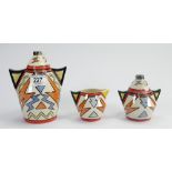 Early Lorna Bailey Old Ellgreave Three Piece Tea Set with Jazzy design,