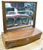 Early 19th century Mahogany vanity mirror: Base having 3 drawers. Measures 55cm wide.