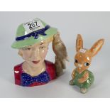 Kevin Francis character jug Young Peggy Davies and Carltonware Pendelfin Rabbit: (2)