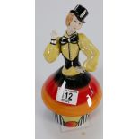 Lorna Bailey limited edition Deco lady Flapper Girl lidded pot : with certificate, height 24cm.