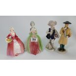 A collection of pottery figurines: including Royal Doulton Janet HN1537,