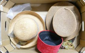 A collection of vintage hats to include: Boater, Fezz,