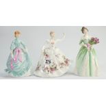 Royal Doulton Figures: Happy Birthday HN3660 & Shirley HN2702 plus Royal Worcester Figure