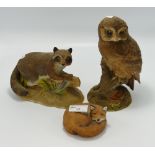 Aynsley Matt Figures to include: Owl, Racoon & Curled Fox,