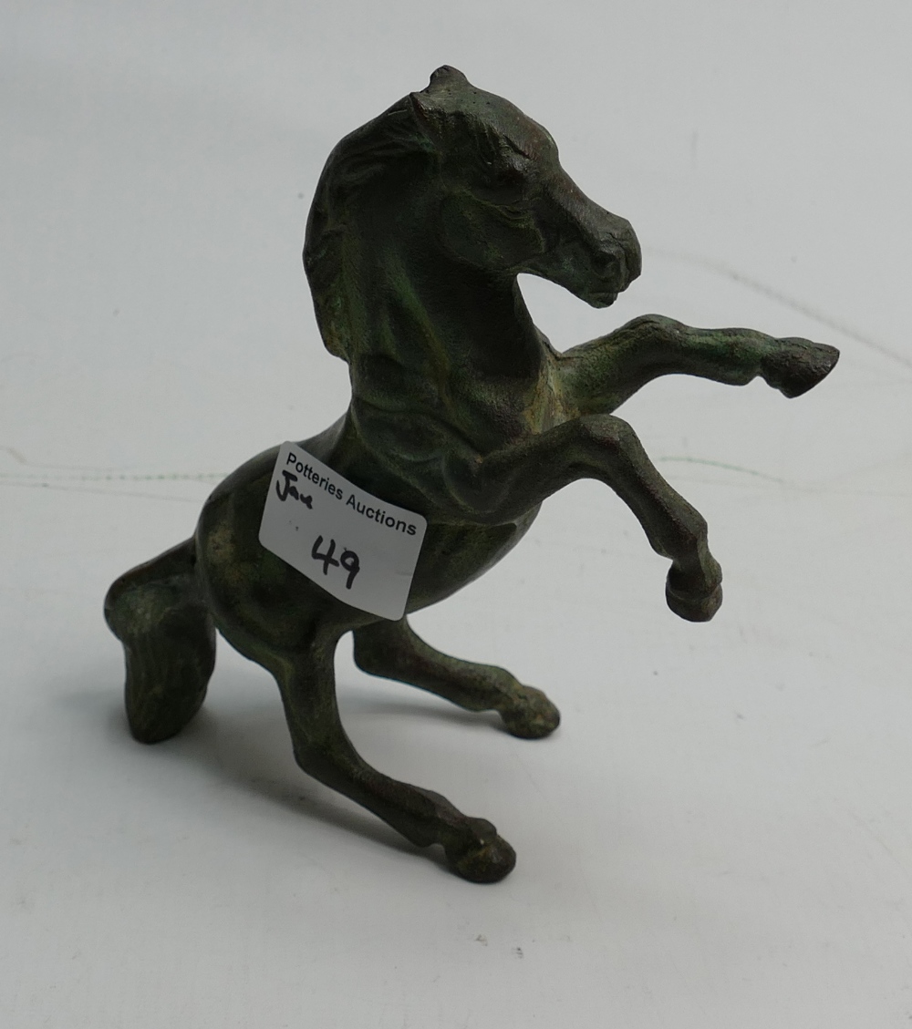 Cold Cast Bronze Figure of rearing horse: height 17cm