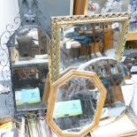 Four wall mirrors: to include Wrought iron framed item,