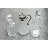 Two Cut Glass Decanters: together with similar Wine Ewer(3)