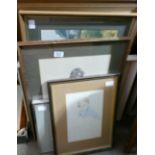 Collection of 7 watercolours and prints: Including local watercolours,