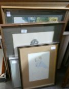 Collection of 7 watercolours and prints: Including local watercolours,