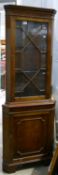 Mahogany Reproduction Glazed Corner Unit: width 66cm,