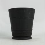 Wedgwood black Basalt engine turned vase: Signed M.C.Brooker, dated 1952, height 10.