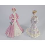 Coalport lady figures Emily and Louisa at Ascot: both limited editions.