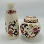 Masons blue mandalay patterned Vase & Ginger Jar: height of tallest 21cm(2)