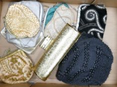A collection of ladies beaded clutch and handbags: