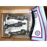 A mixed collection of items to include: masonic aprons, bronzed figures of policemen,