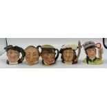 Royal Doulton Small Character Jugs: Paddy, Mine Host D6470, Porthos D6453,