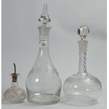 Two Etched Glass Decanters: together with similar item,