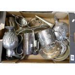 A collection of silver plated items: including teapot, jugs,