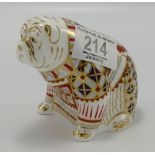 Boxed Royal Crown Derby Paperweight Bulldog: gold stopper