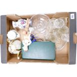 A mixed collection of items to include: Sadlars tea pot, first day covers, glass ware,