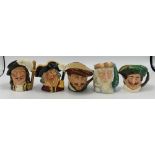 Royal Doulton Small Character Jugs: Athos D6452, Drake, The Cavalier,