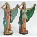 Pair of Art Deco Figures of Tiller Chorus Girls in Military Costume: Drum Majorette by Leonardi(one